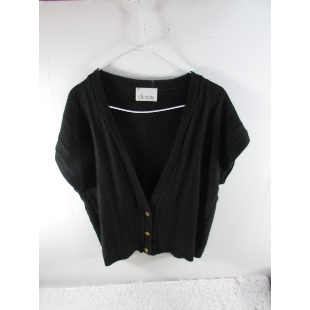 Devon Black Knit Sweater Cardigan Button Front, women’s size large